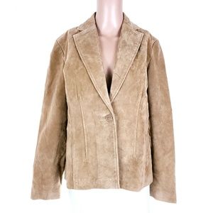 Relativity Women Leather Jacket Blazer Button Size L